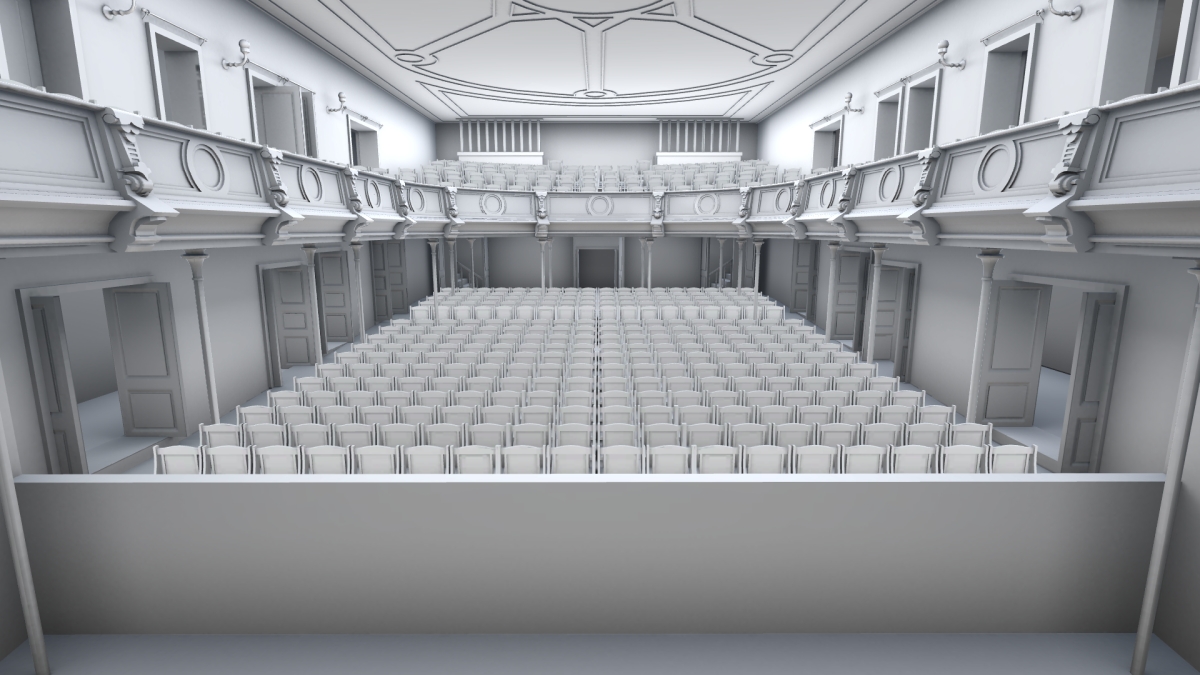 Bergen Theatre lower gallery with seating variation 1