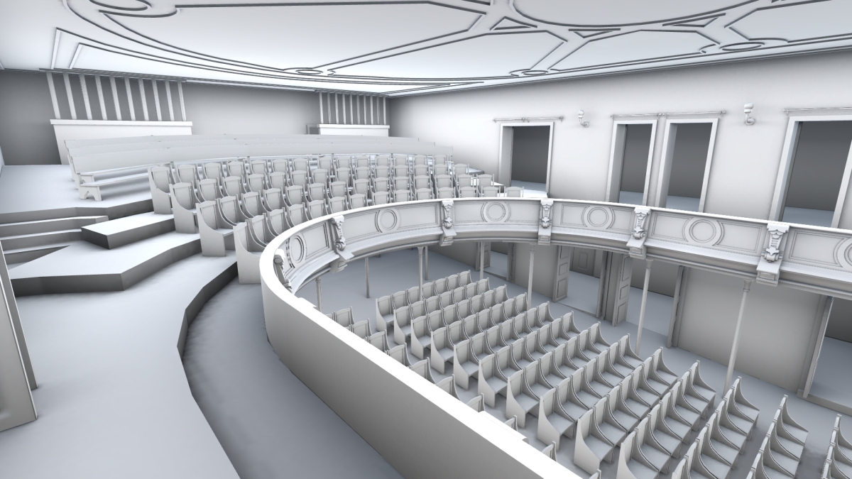 Bergen Theatre upper gallery with seating variation 2